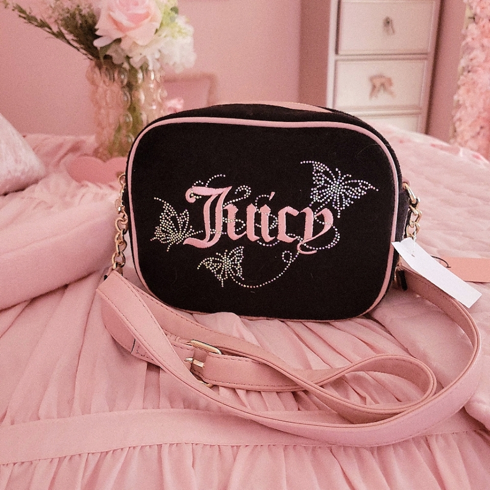 Juicy Couture Black and Pink Wingin It Crossbody Bag